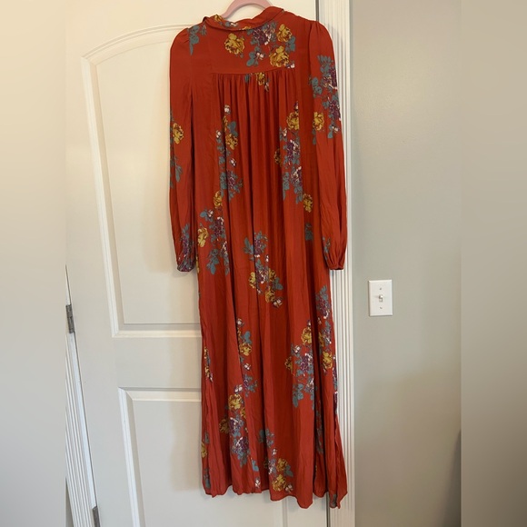 Free People Red Long Sleeve Maxi Dress Medium - Picture 7 of 7